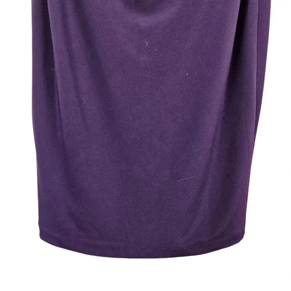 Anne Klein Purple Rouched 3/4 Bell‎ Sleeve Cocktail Evening Dress Size Medium